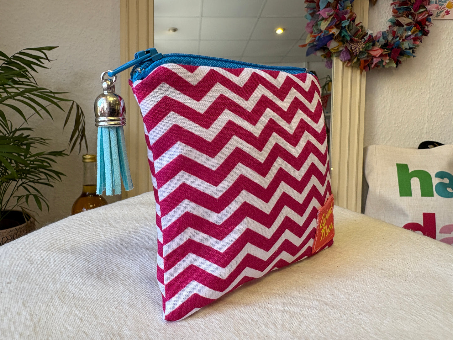 Raspberry Chevron Coin Purse