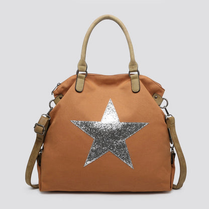 Toffee Canvas Star Tote