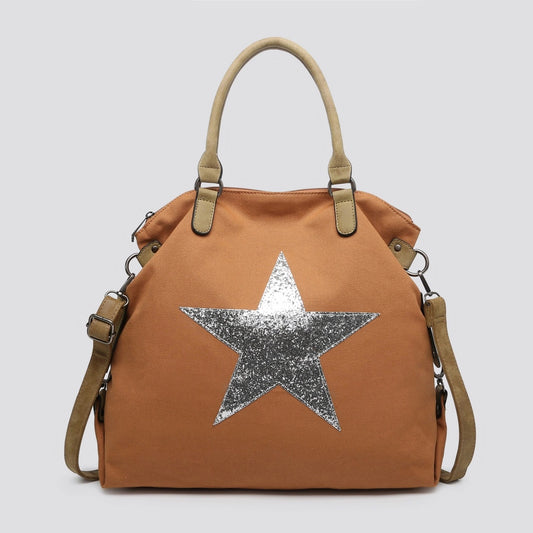 Toffee Canvas Star Tote
