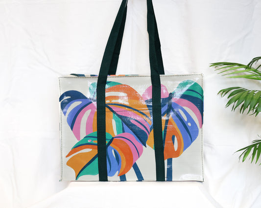 Monstera Leaf Shoulder Tote