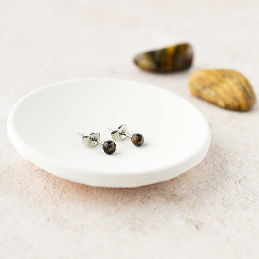 4mm Leopardskin Jasper Ball Studs