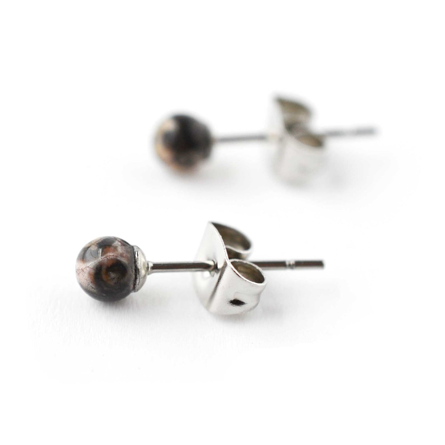 4mm Leopardskin Jasper Ball Studs