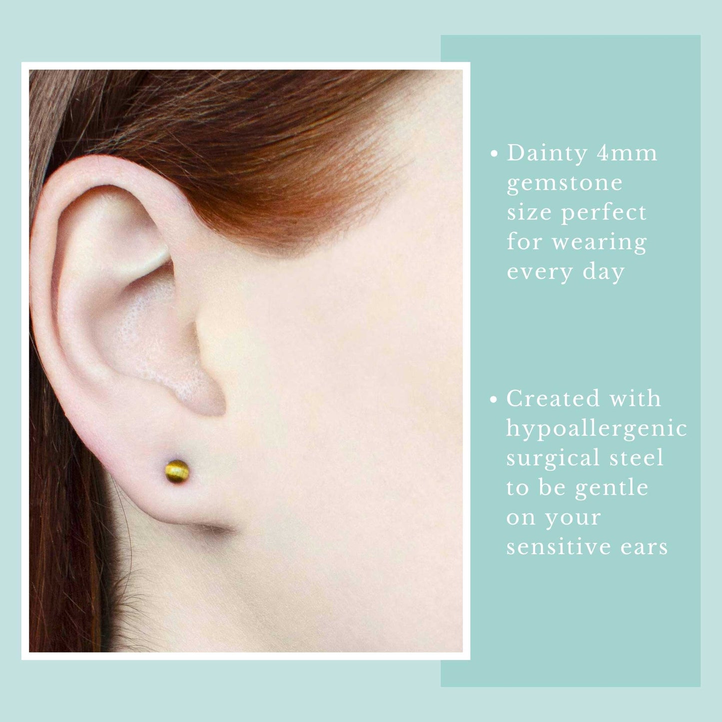 4mm Single Gemstone Stud Earring