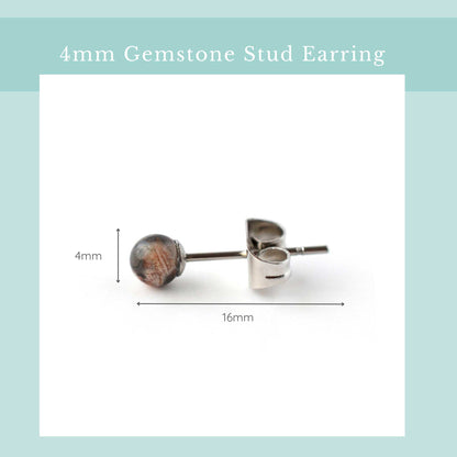 4mm Single Gemstone Stud Earring
