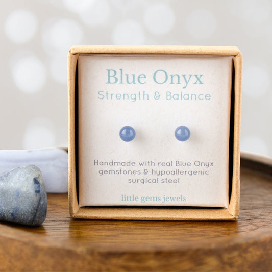 4mm Blue Onyx Ball Studs