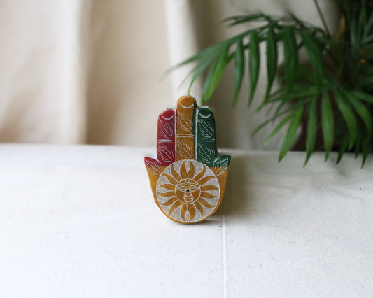 Sun Face Hamsa Incense Holder