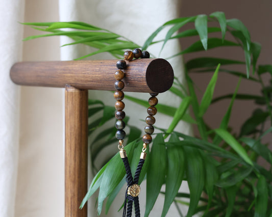 Tiger's Eye Gemstone 18K Gold Plated Bracelet