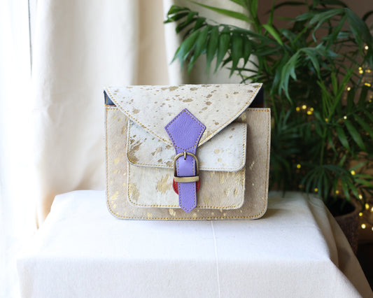 Kelci Purple Metallic Leather Crossbody Bag