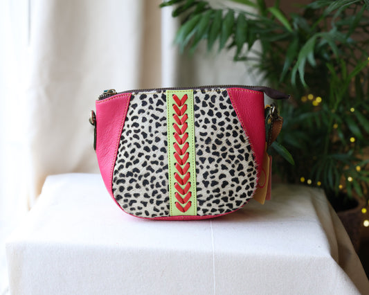 Patsy Hot Pink Leopard Crossbody Bag