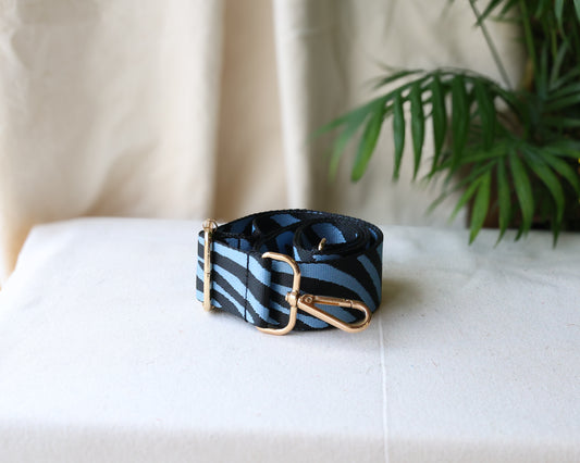 Denim Blue Zebra Print Swappable Bag Strap