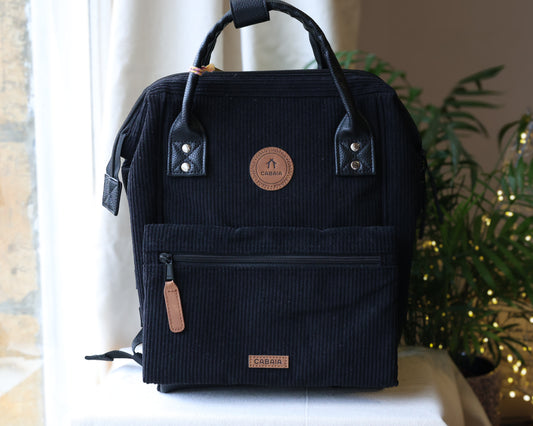 Corduroy Black & Tan Backpack