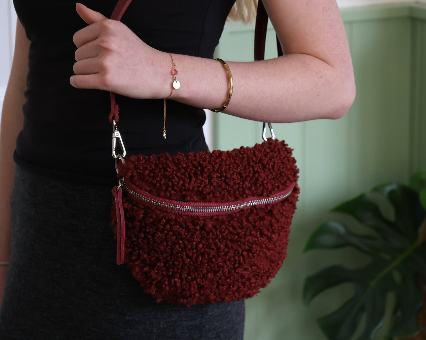 Large Ruby Fleece Sling Bag