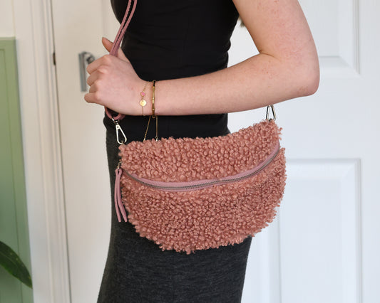 Large Rose Fleece Sling Bag
