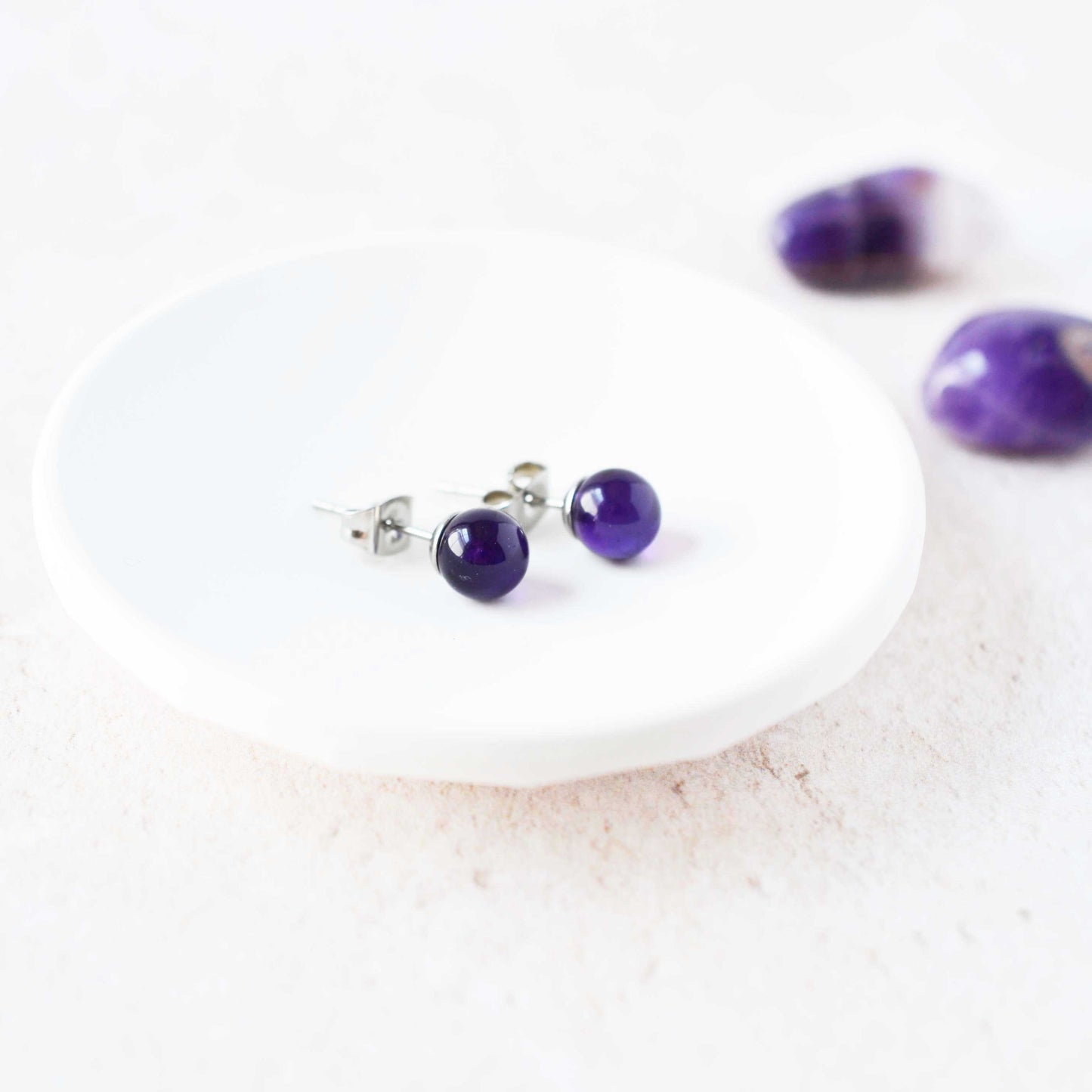 6mm Amethyst Ball Studs
