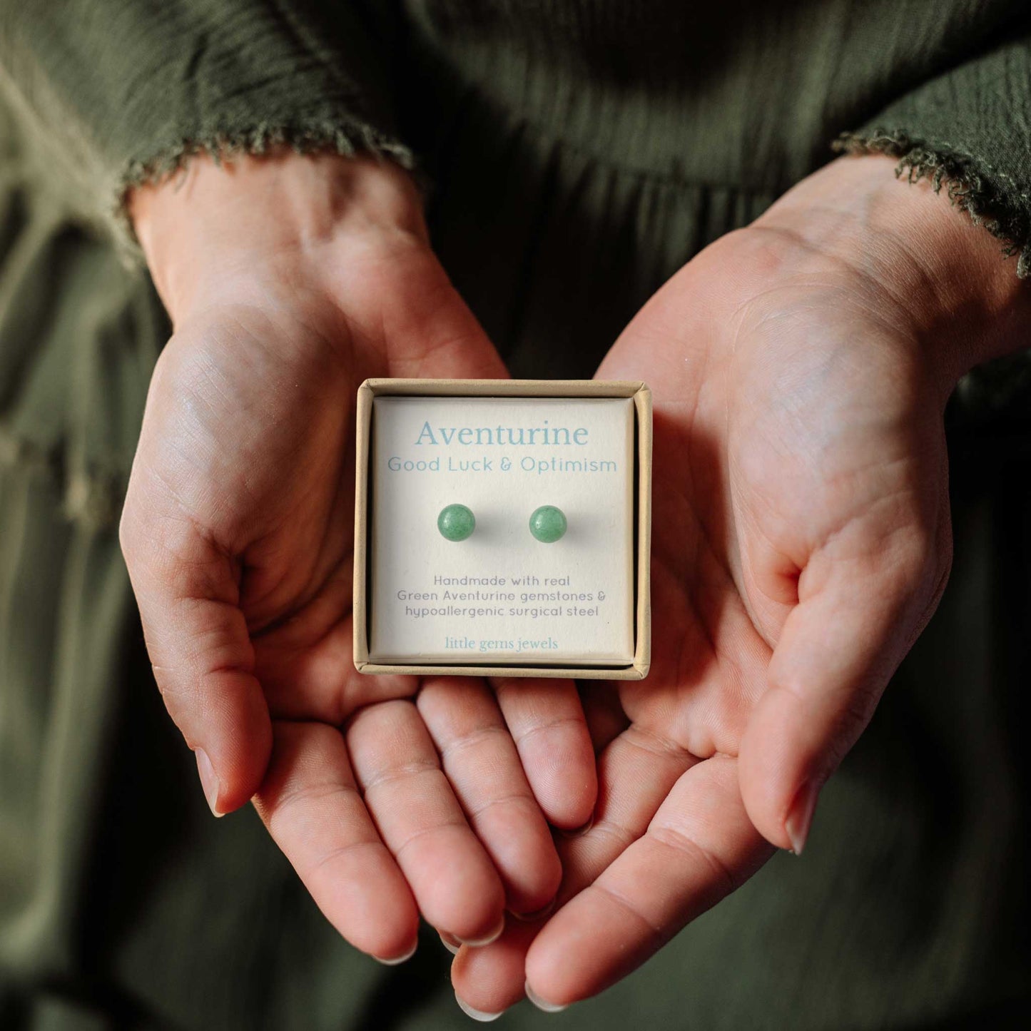 6mm Green Aventurine Ball Studs