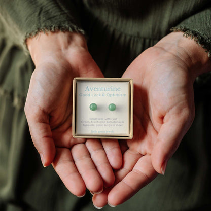 6mm Green Aventurine Ball Studs