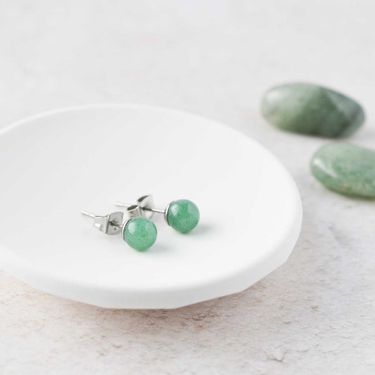 6mm Green Aventurine Ball Studs