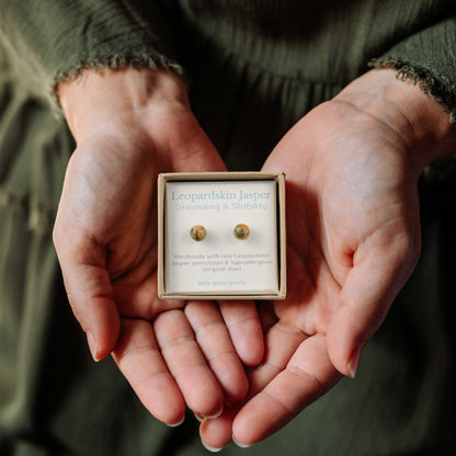 6mm Leopardskin Jasper Ball Studs