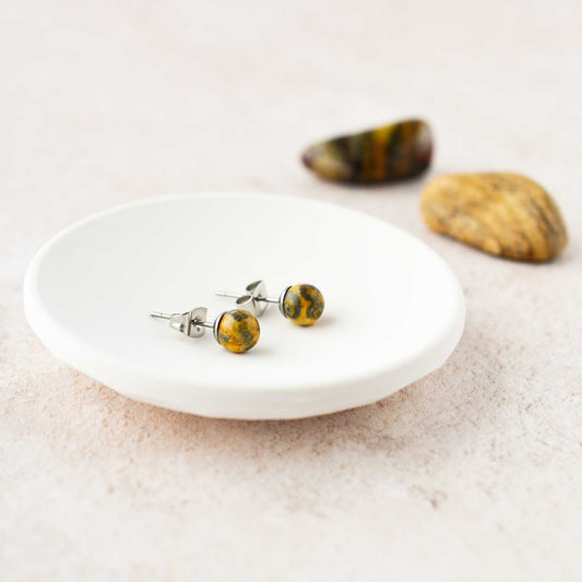 6mm Leopardskin Jasper Ball Studs