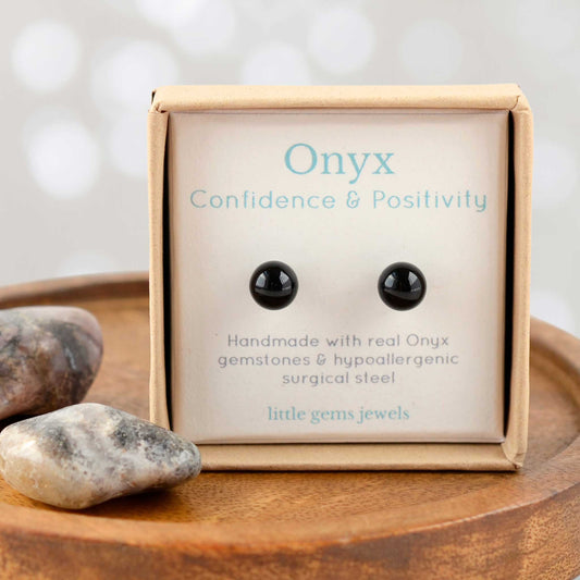 6mm Onyx Ball Stud Earrings