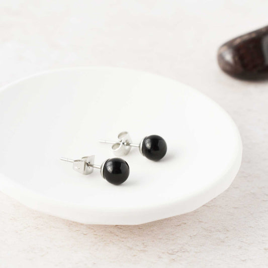 6mm Onyx Ball Stud Earrings