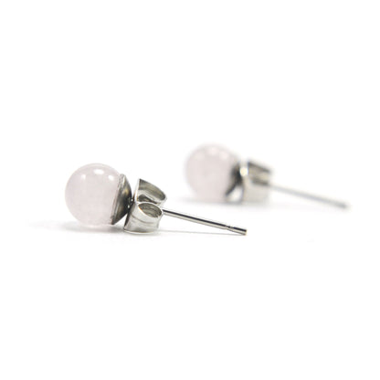 6mm Rose Quartz Ball Studs
