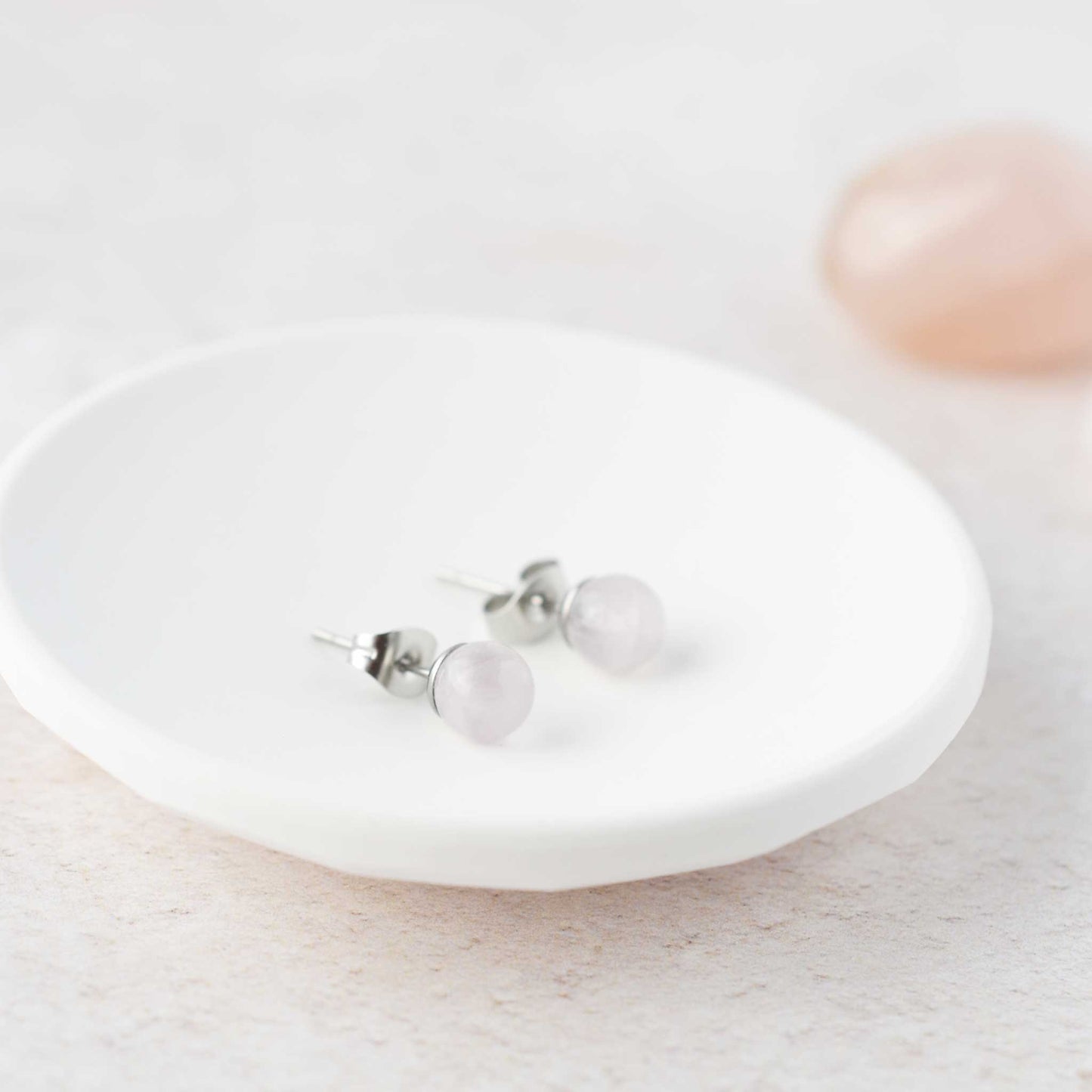 6mm Rose Quartz Ball Studs