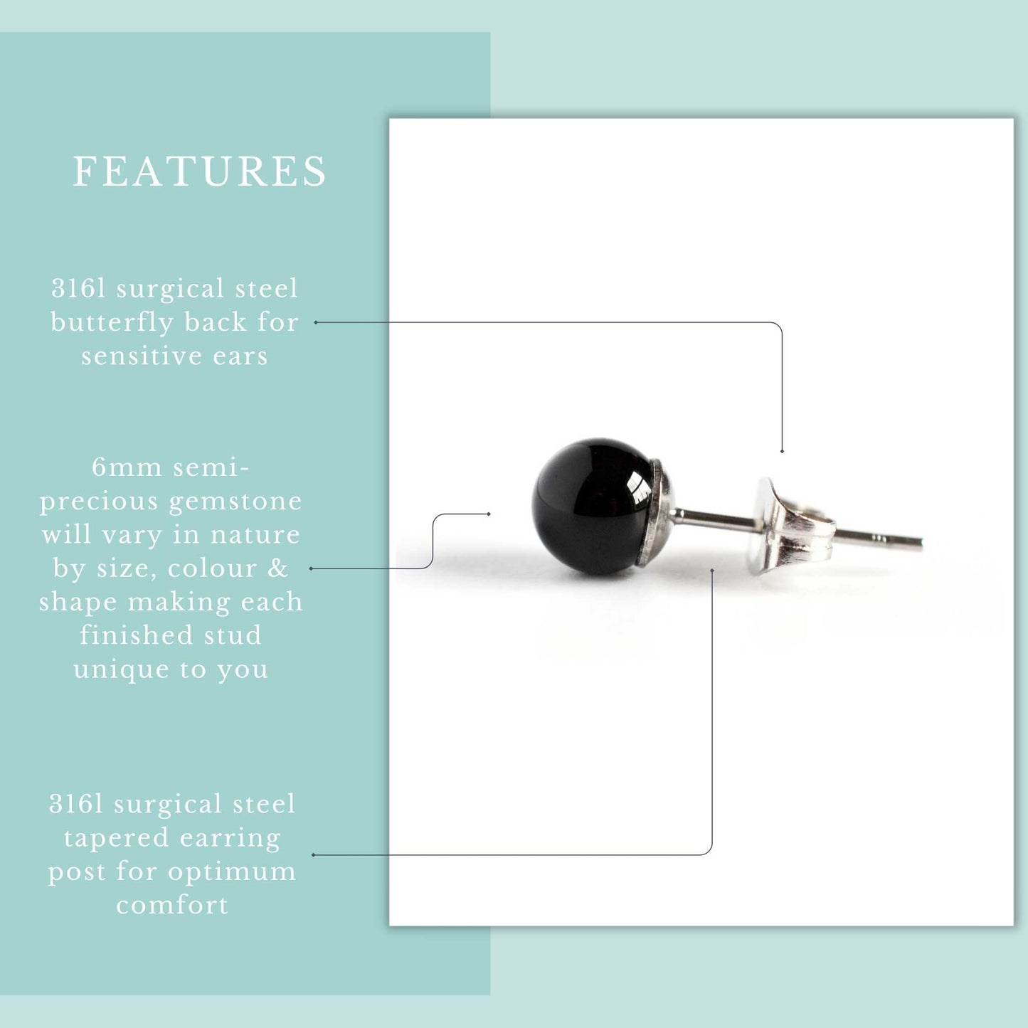 6mm Single Gemstone Stud Earring