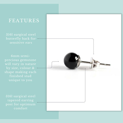 6mm Single Gemstone Stud Earring