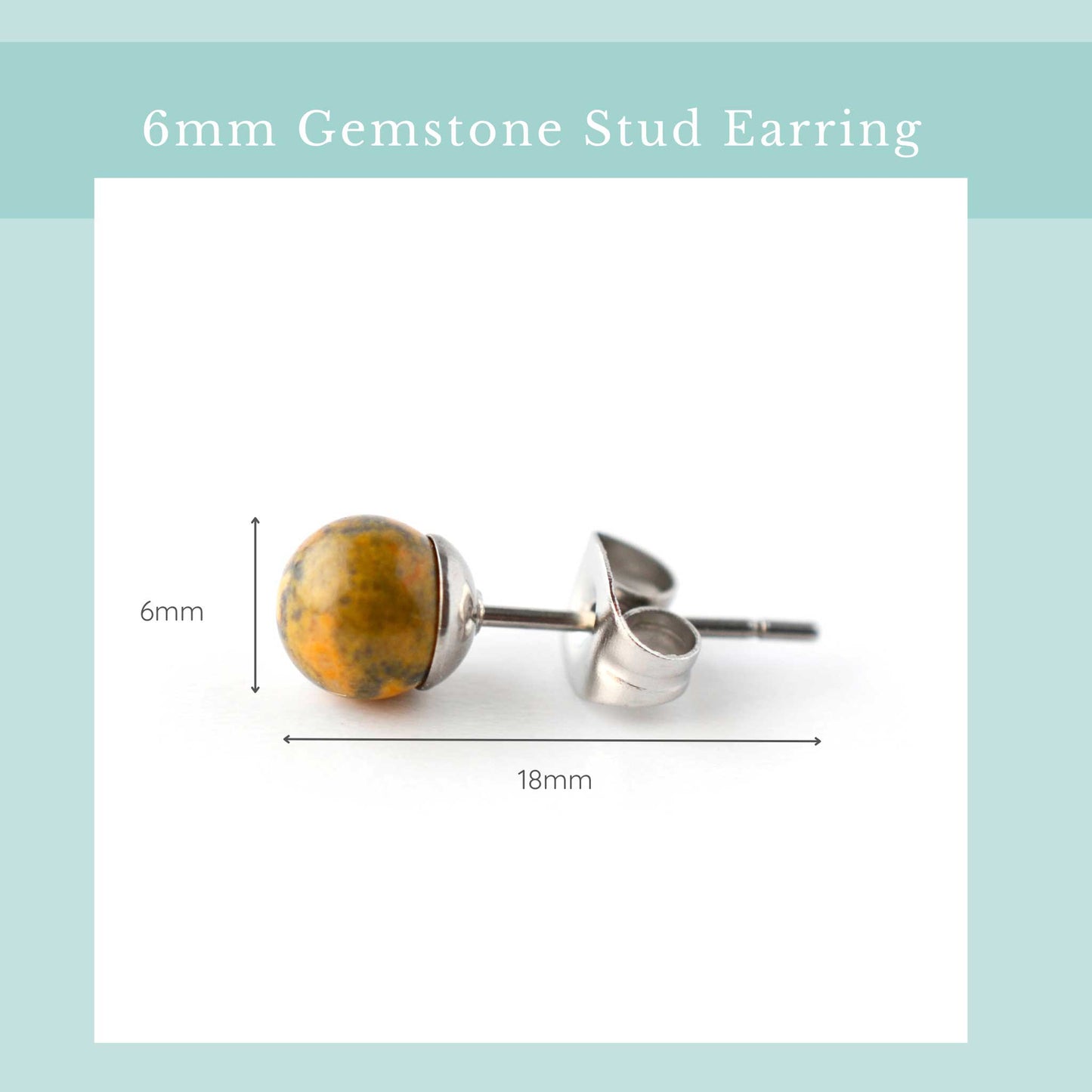 6mm Single Gemstone Stud Earring