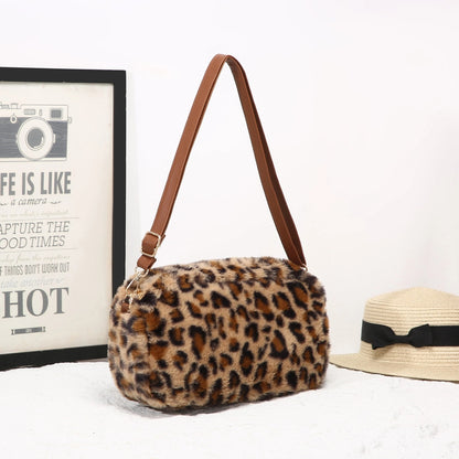 Leopard Faux Fur Crossbody Bag