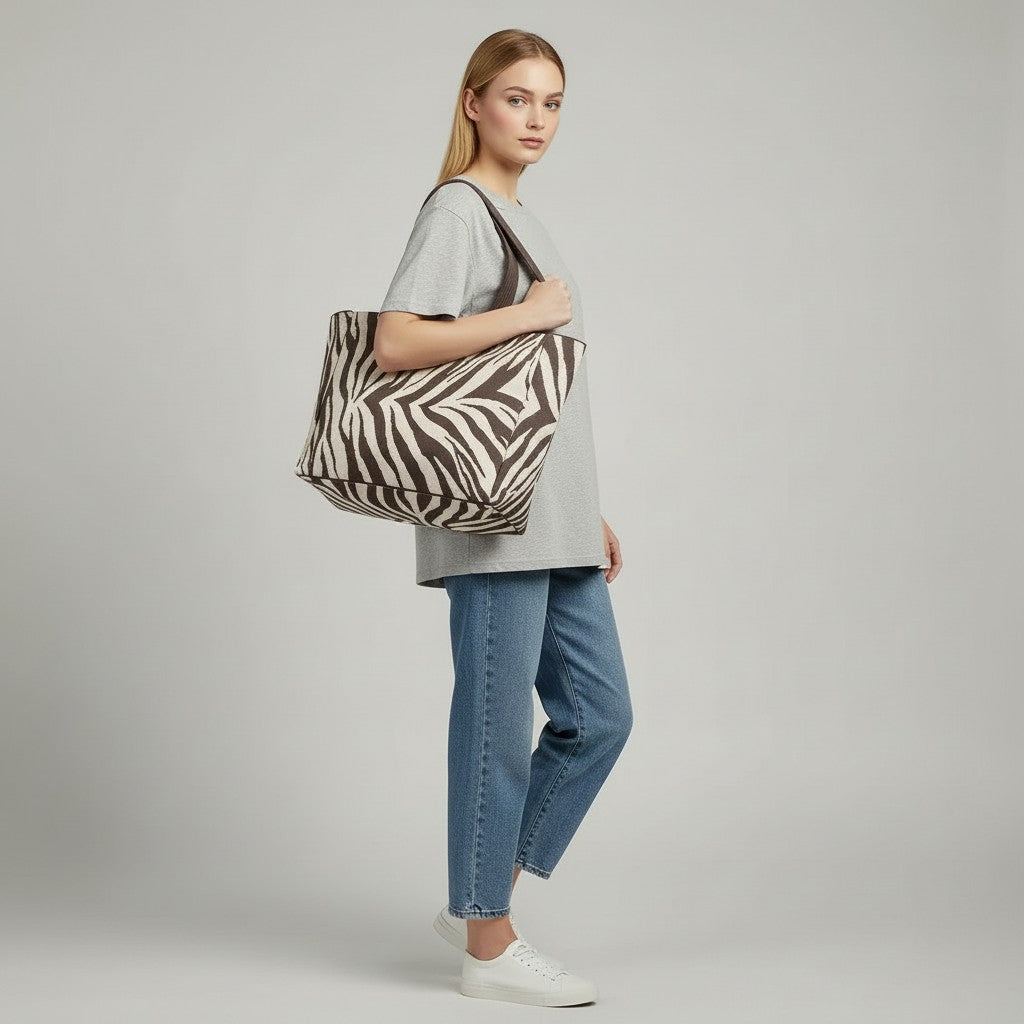 Mocha Zebra Tote