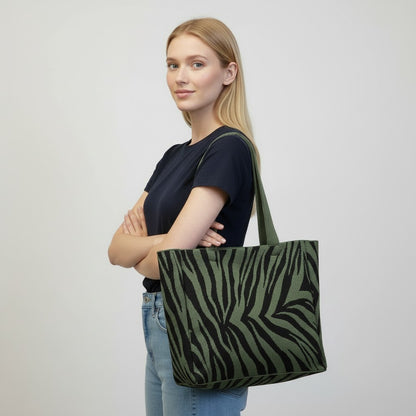 Olive Zebra Tote