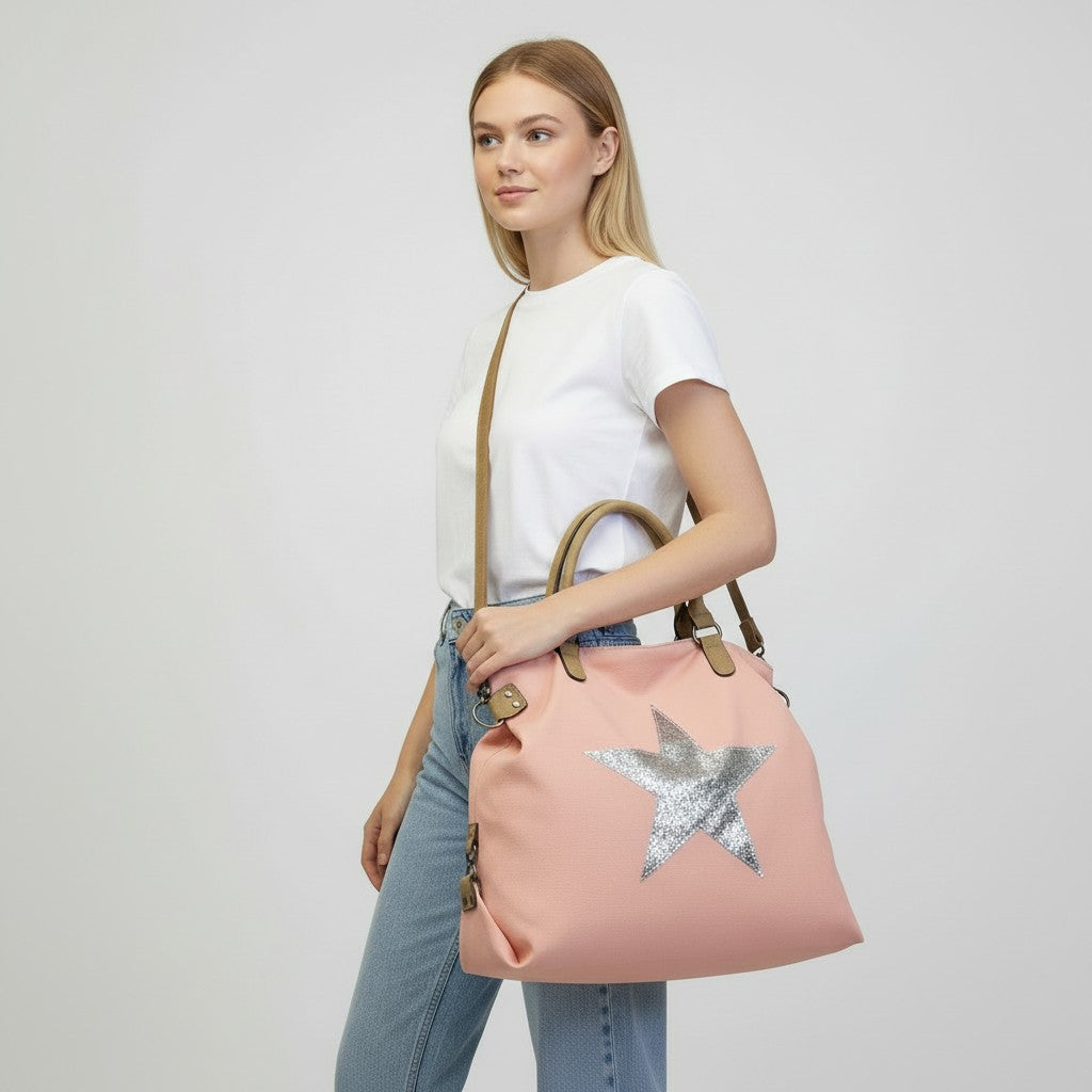 Blush Canvas Star Tote