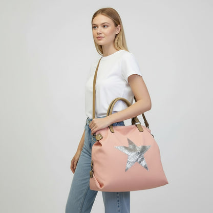 Blush Canvas Star Tote