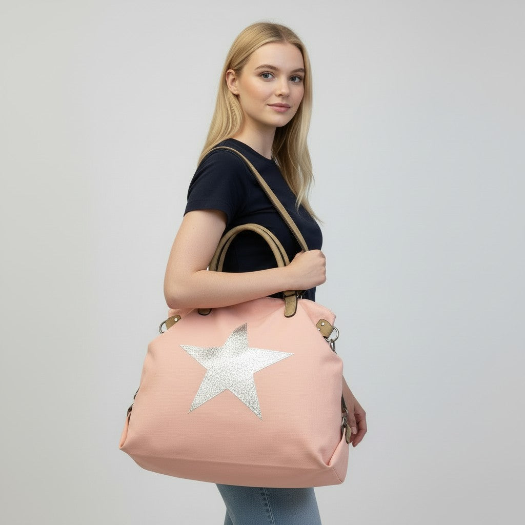 Blush Canvas Star Tote