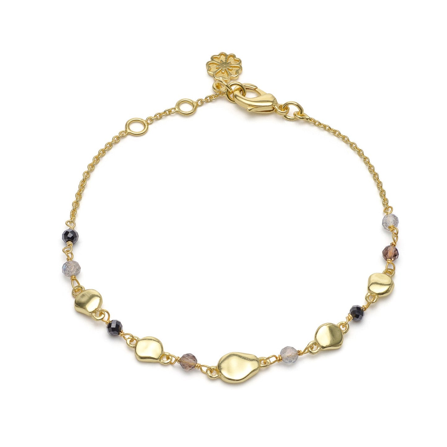 Sofia Nugget Bracelet: Black Onyx, Smoky Quartz & Labradorite