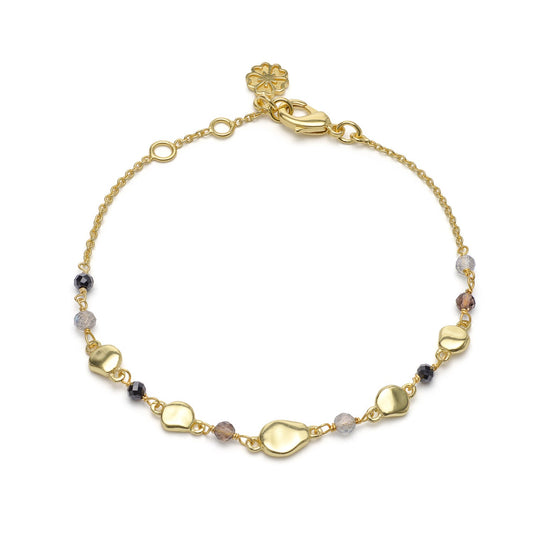 Sofia Nugget Bracelet: Black Onyx, Smoky Quartz & Labradorite