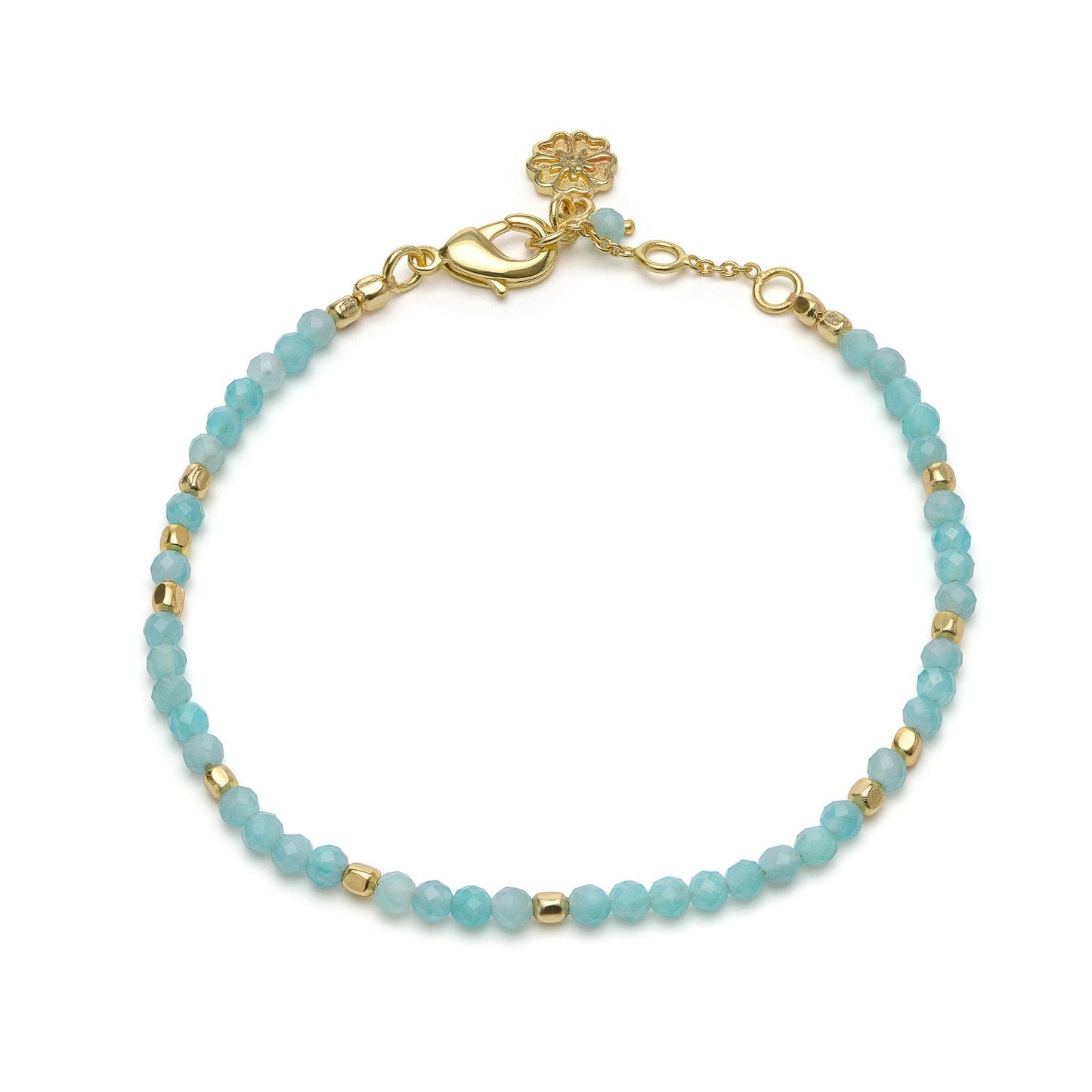 Milos Gemstone and Gold Bead Bracelet: Amazonite