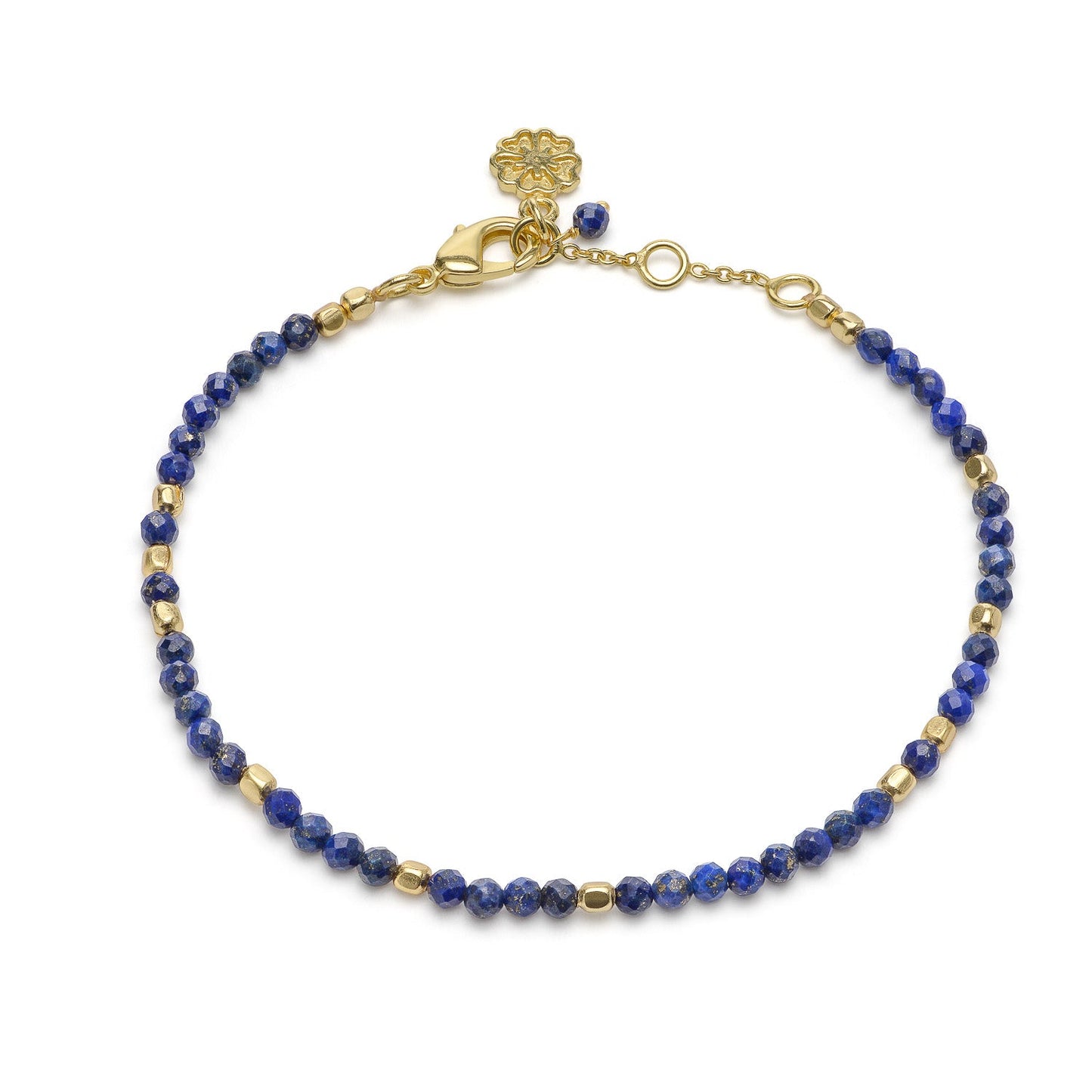 Milos Gemstone and Gold Bead Bracelet: Lapis