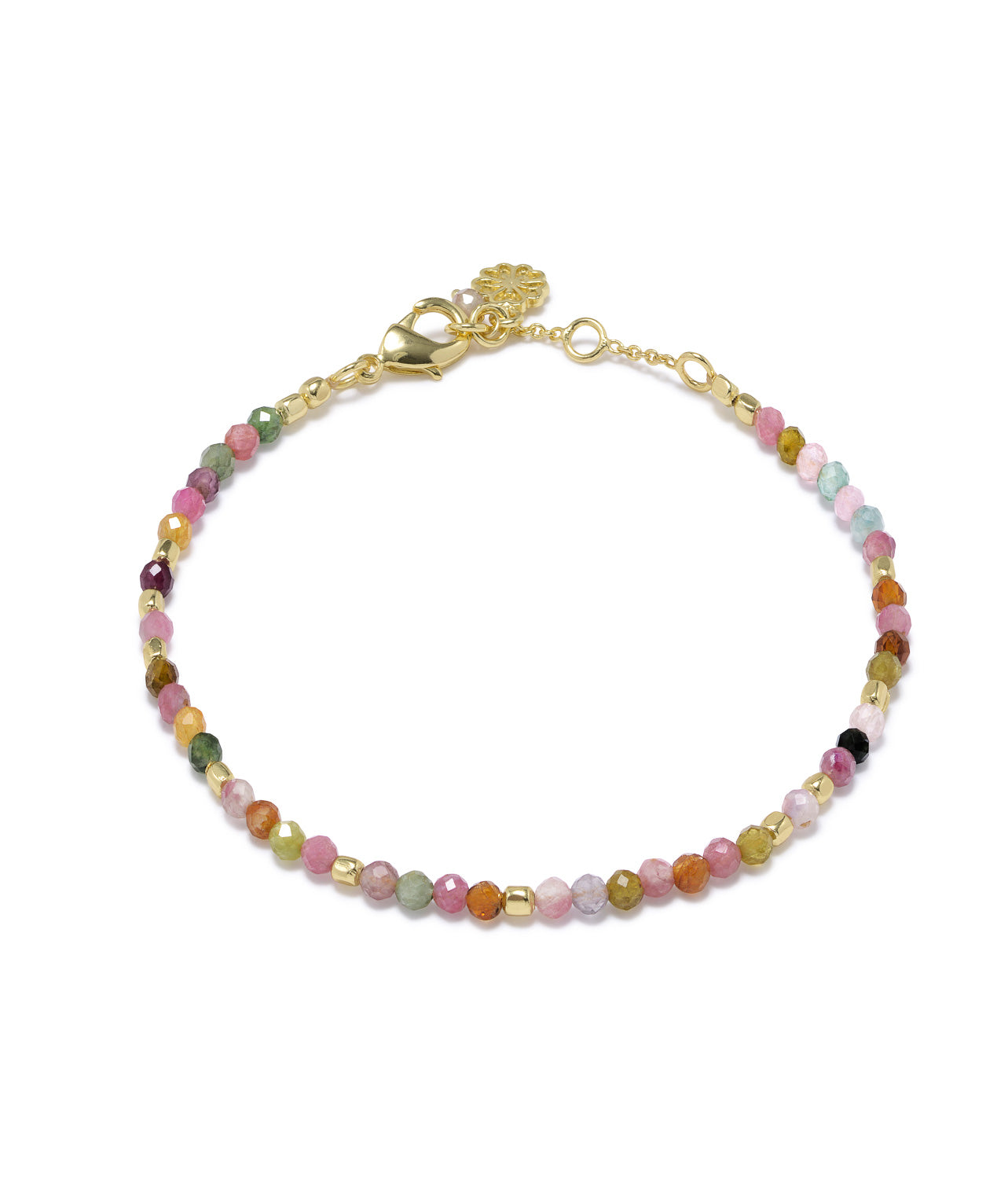 Milos Gemstone and Gold Bead Bracelet: Tourmaline