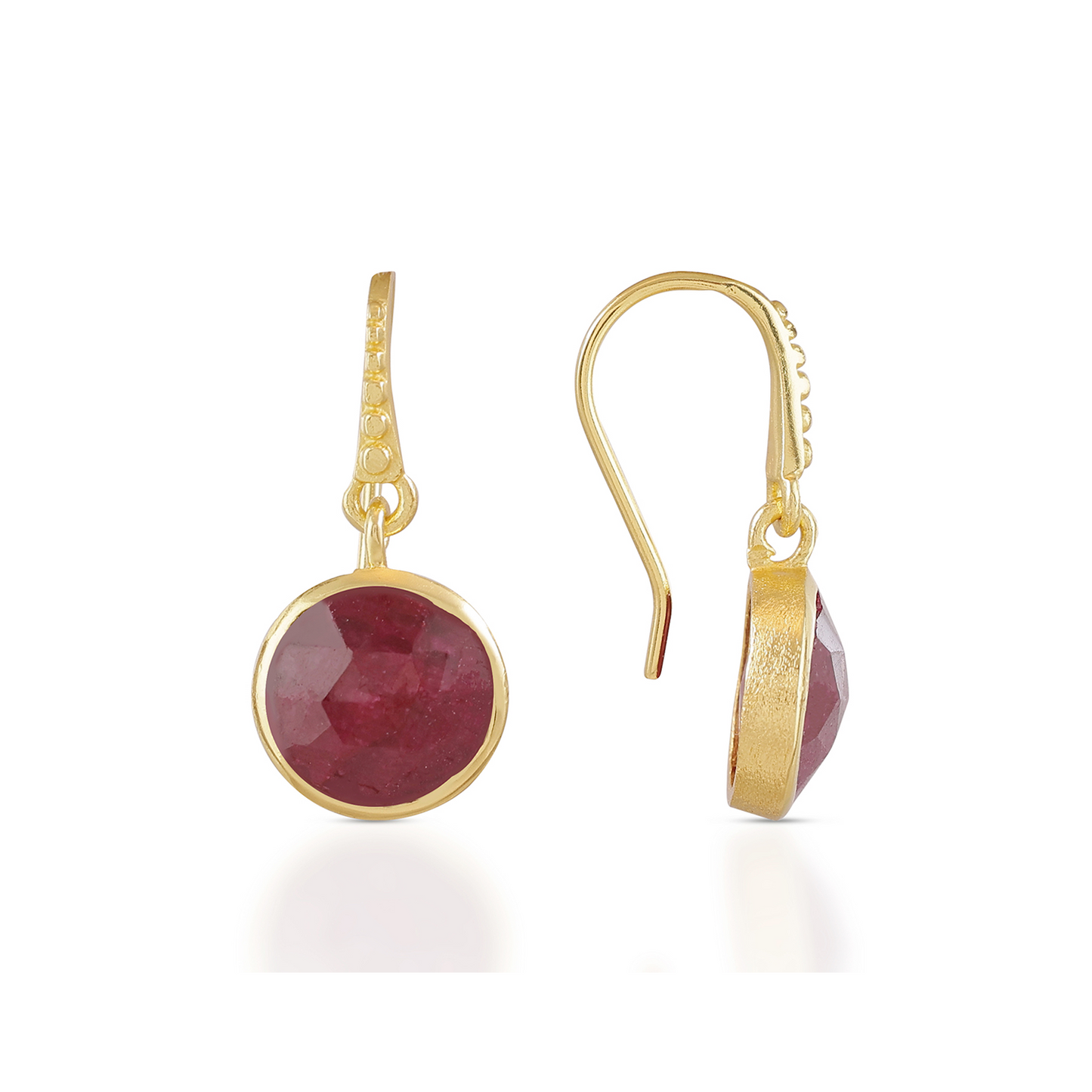 Charis Round Gemstone Earrings: Ruby Quartz
