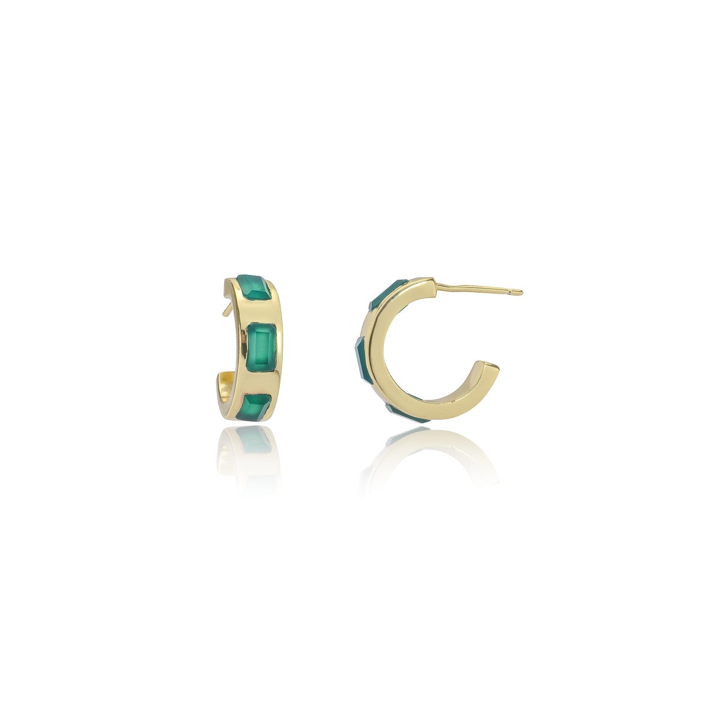 Cora Chunky Huggie Hoops: Green Onyx