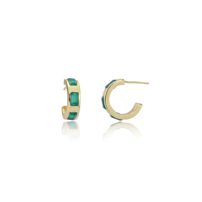 Cora Chunky Huggie Hoops: Green Onyx