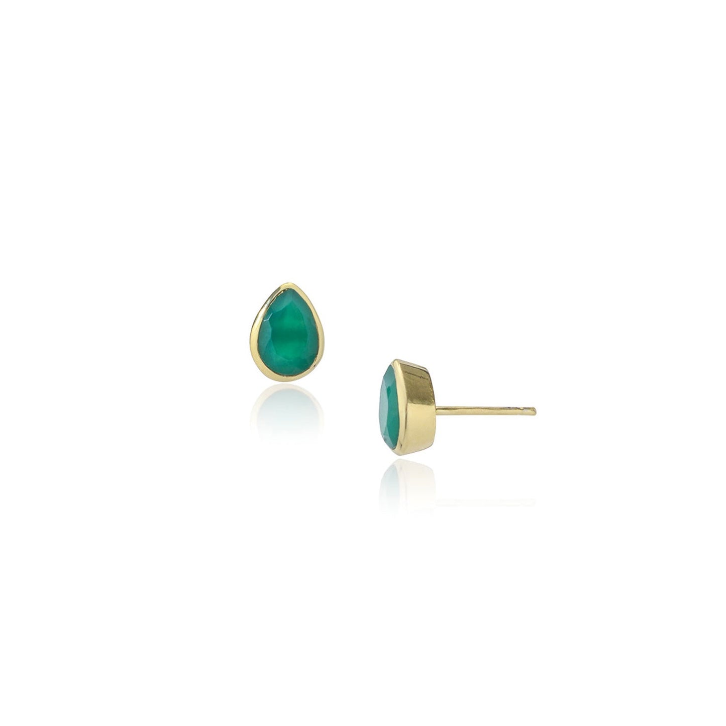 Simi Gemstone Studs: Green Onyx