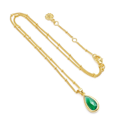 Simi Teardrop Gemstone Pendant: Green Onyx