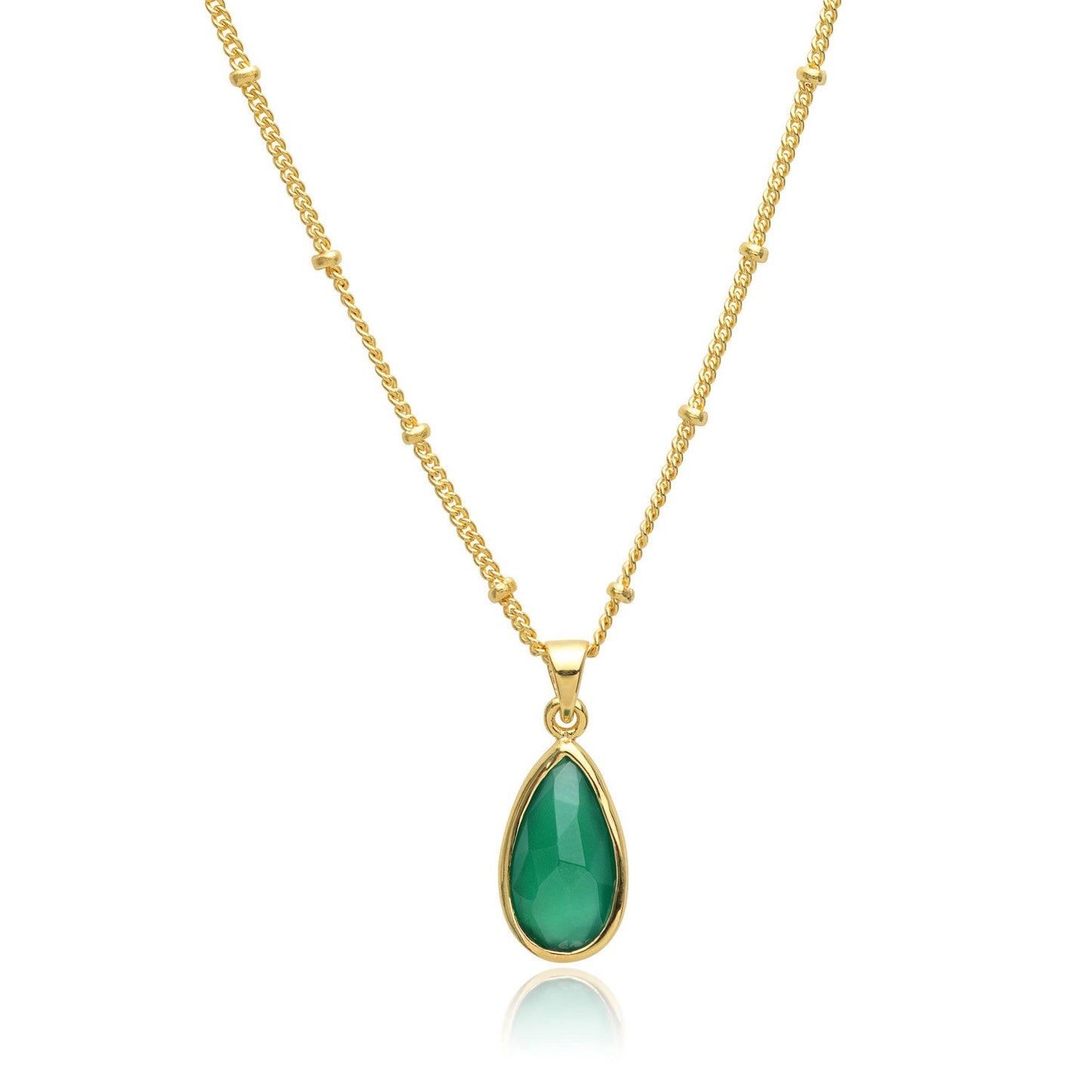 Simi Teardrop Gemstone Pendant: Green Onyx