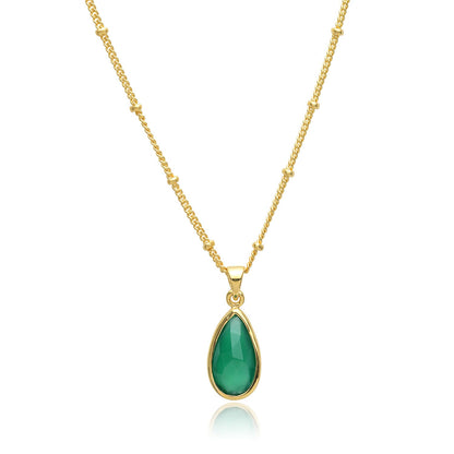 Simi Teardrop Gemstone Pendant: Green Onyx