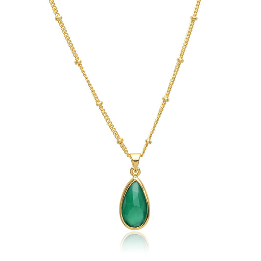 Simi Teardrop Gemstone Pendant: Green Onyx