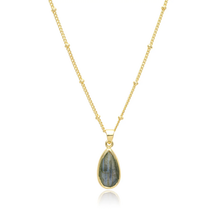 Simi Teardrop Gemstone Pendant: Labradorite